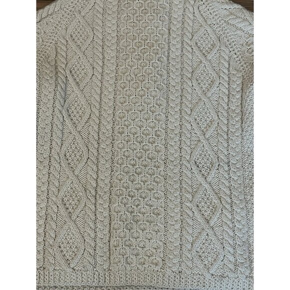 Vintage Gene of Donegal Irish Fisherman Sweater Cream Cable Knit Wool M Womans - Picture 8 of 9